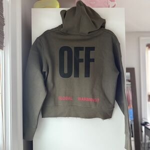 OFF | GLOBAL WARMING CROPPED OLIVE GREEN FASHION HOODIE S/M